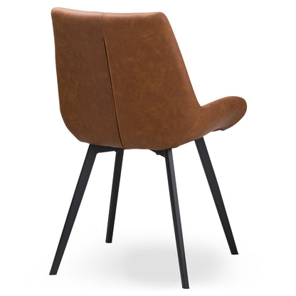 Brown leather chair with black legs on a white background