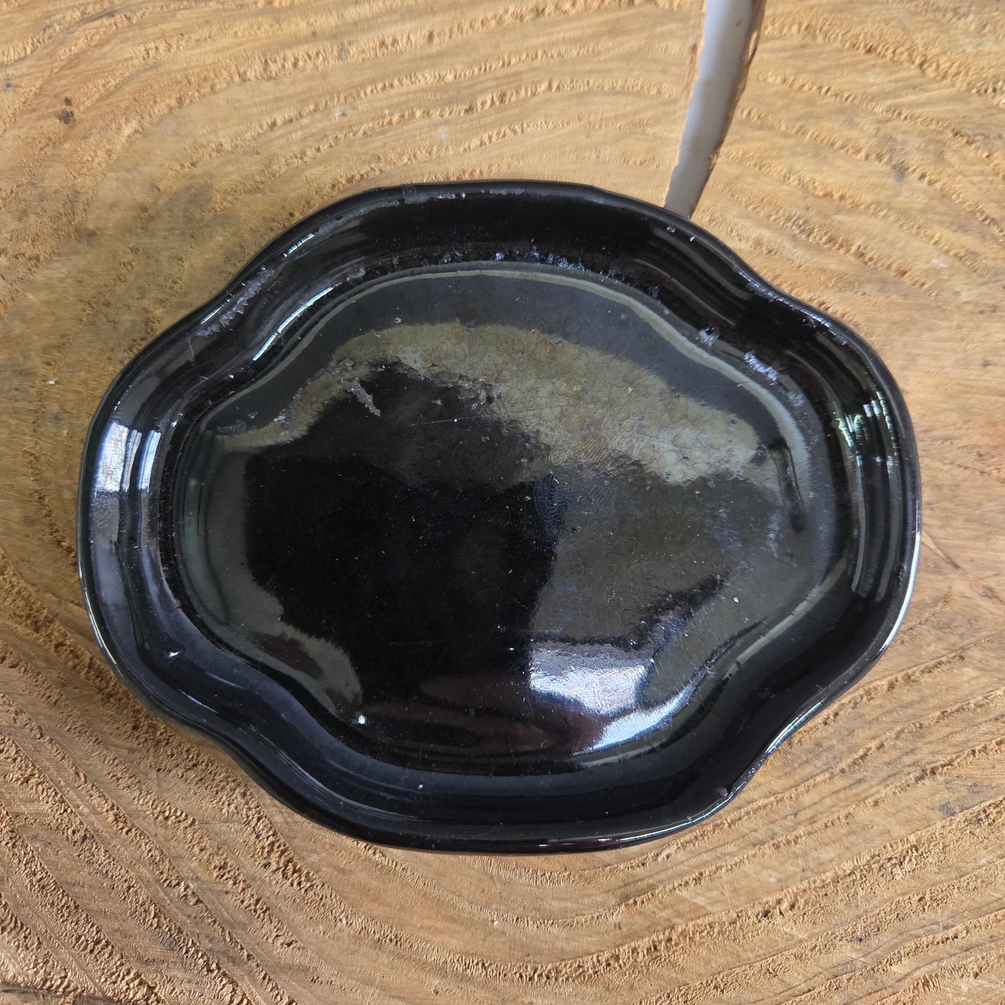 12cm Glazed Drip Tray | Floral | Black