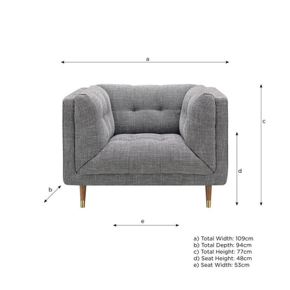 Isla Grey Fabric Armchair
