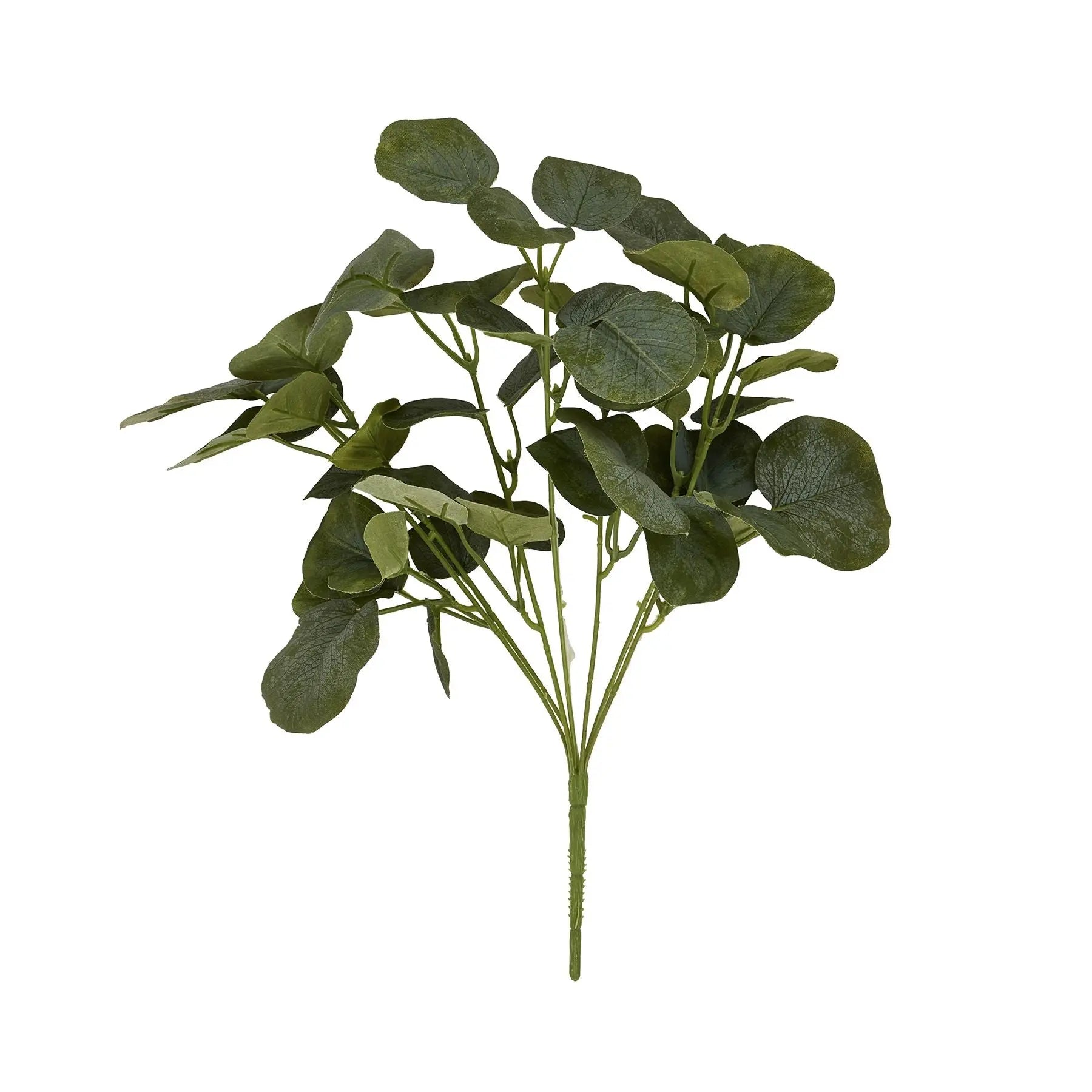 Artificial green leaf branch on a white background