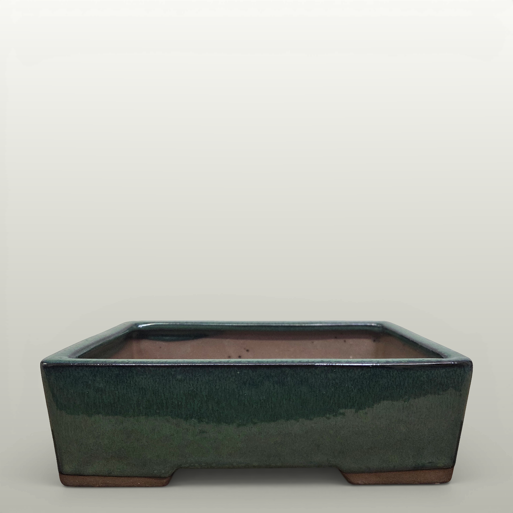 22cm Glazed Bonsai Pot | Rectangle | 22cm x 17cm x 7cm | Dark Green  Bonsai Pot BlissVeranda