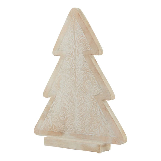 White Wash Collection Wooden Large Patterned Decorative Tree BlissVeranda