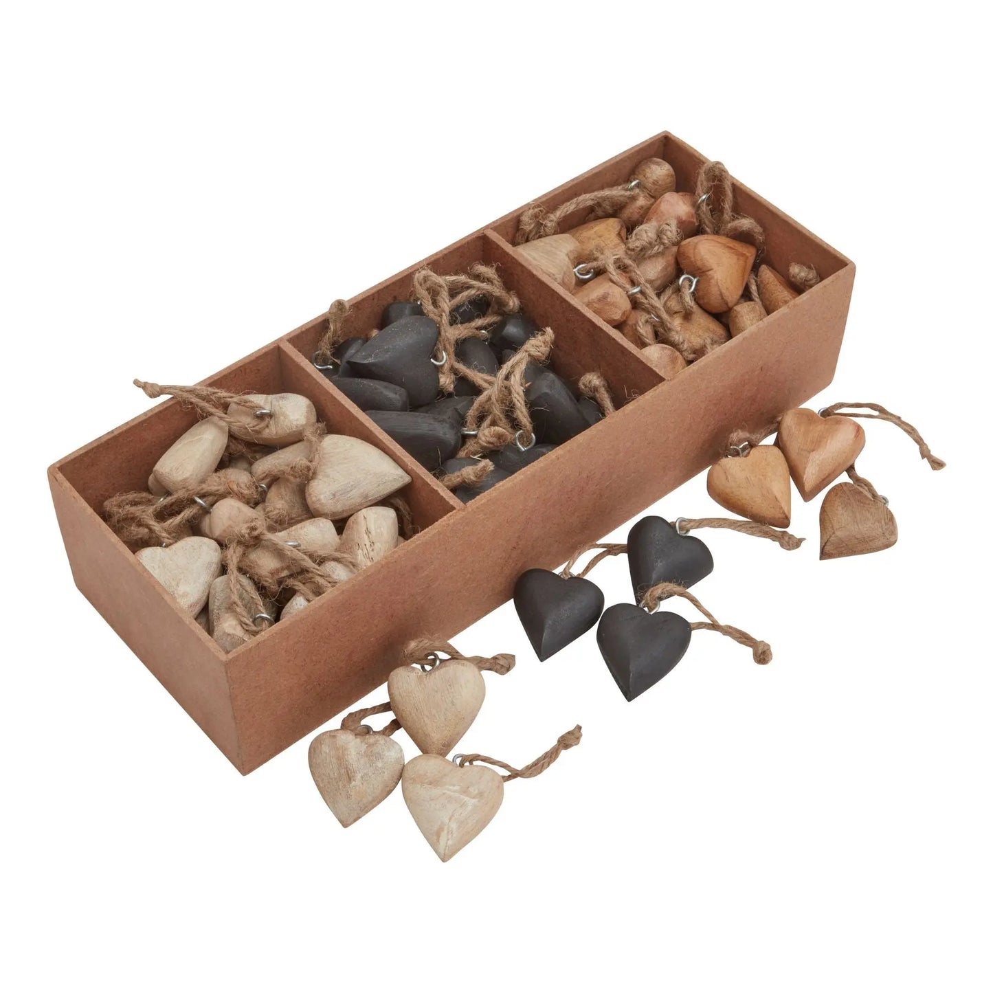 Pack Of 90 Wooden Heart Hanging Decorations BlissVeranda