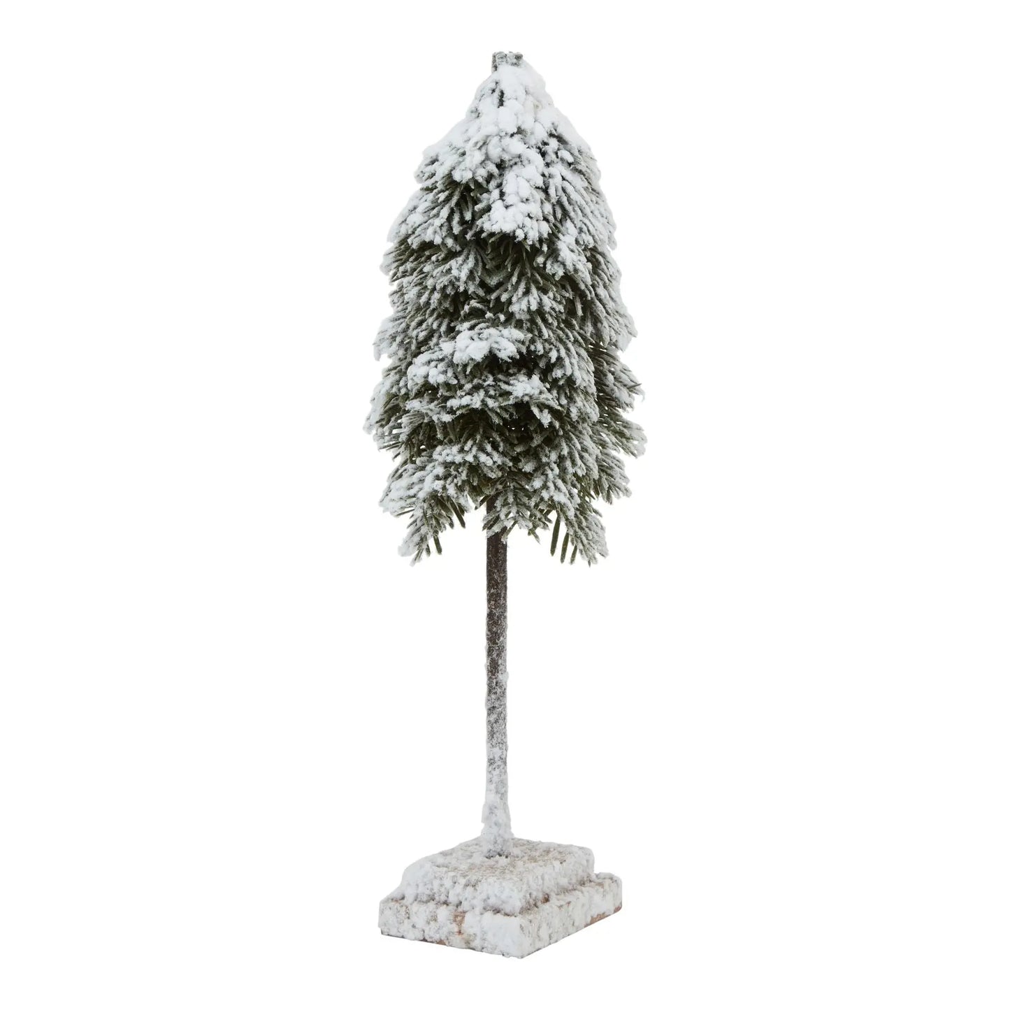 Medium Snowy Cedar Tree On Wood Block BlissVeranda