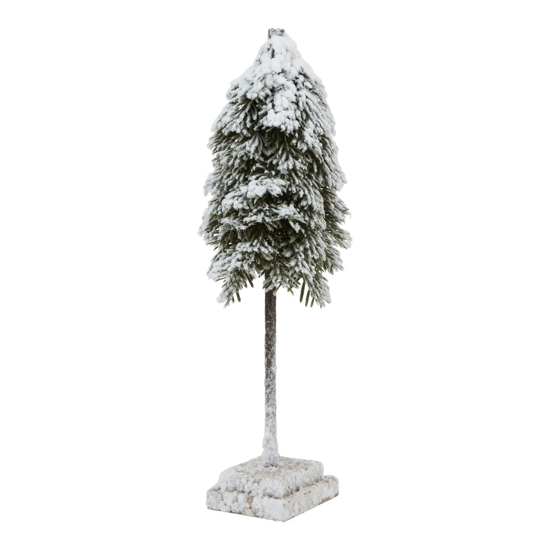 Medium Snowy Cedar Tree On Wood Block BlissVeranda