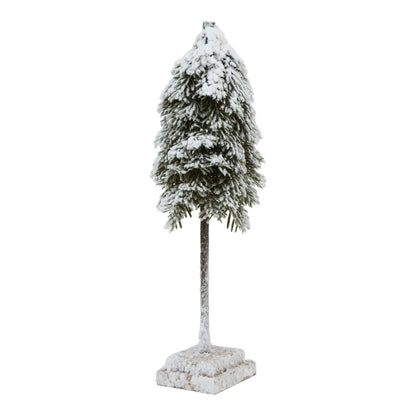 Medium Snowy Cedar Tree On Wood Block BlissVeranda