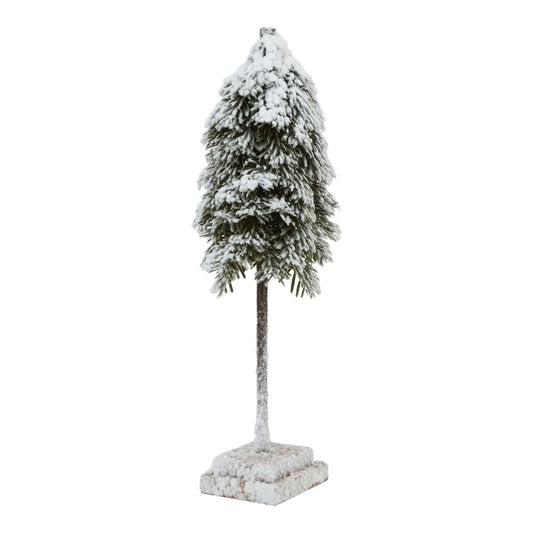 Medium Snowy Cedar Tree On Wood Block BlissVeranda