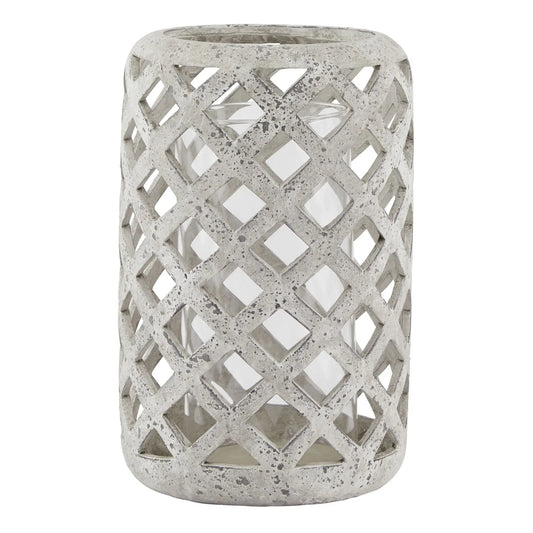 Large Grey Stone Effect Hurricane Lantern BlissVeranda
