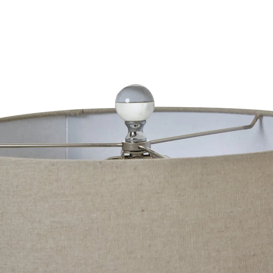 Grey Glass Table Lamp With Linen Shade BlissVeranda