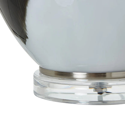 Grey Glass Table Lamp With Linen Shade BlissVeranda