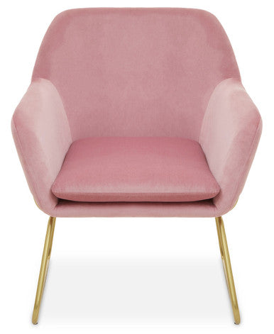 Xander Pink Velvet Bushed Gold Armchair