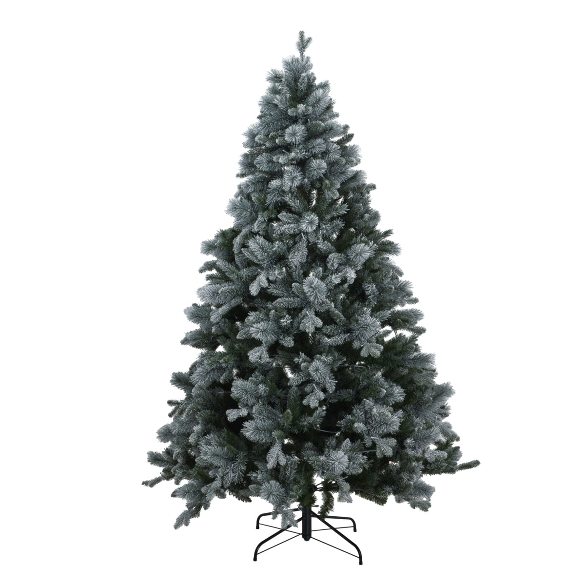 Frosted artificial Christmas tree on a white background