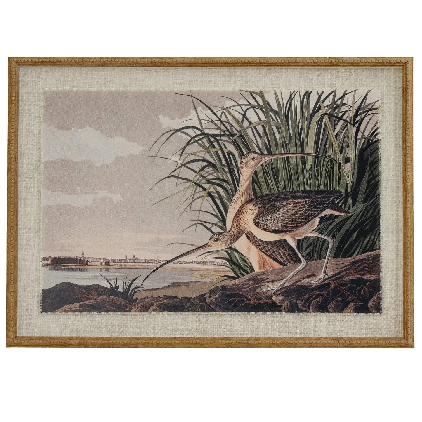 Flora & Fauna Collection Curlews On Linen In Beaded Frame BlissVeranda