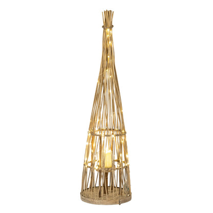 Small Conical Wicker Lantern With Glass Holder & LED Lights  Lighting > Candle Holders BlissVeranda