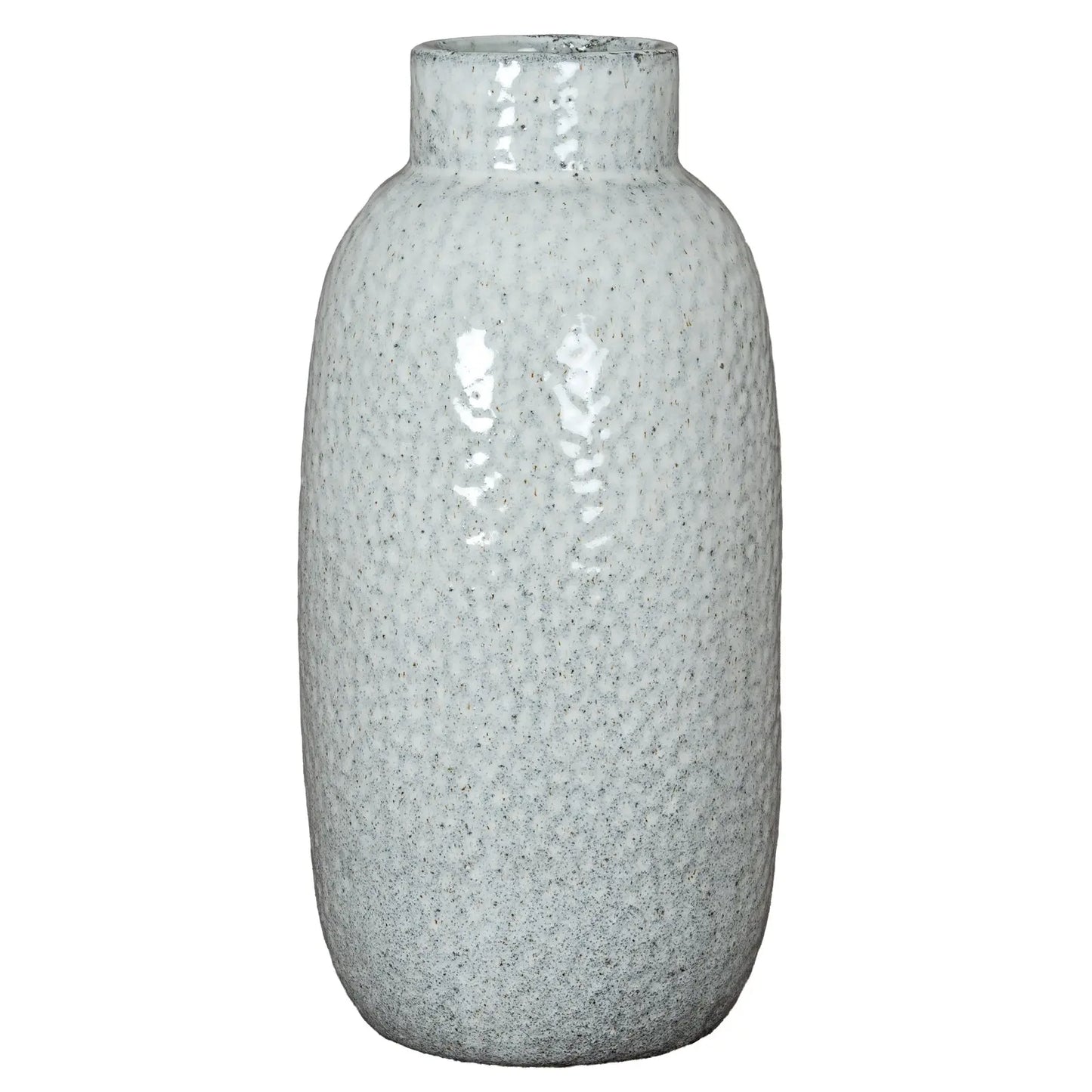 Textured gray vase on a white background