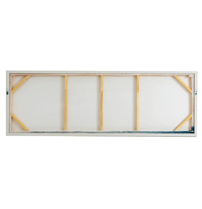 Rectangular air filter with metallic frame on a white background