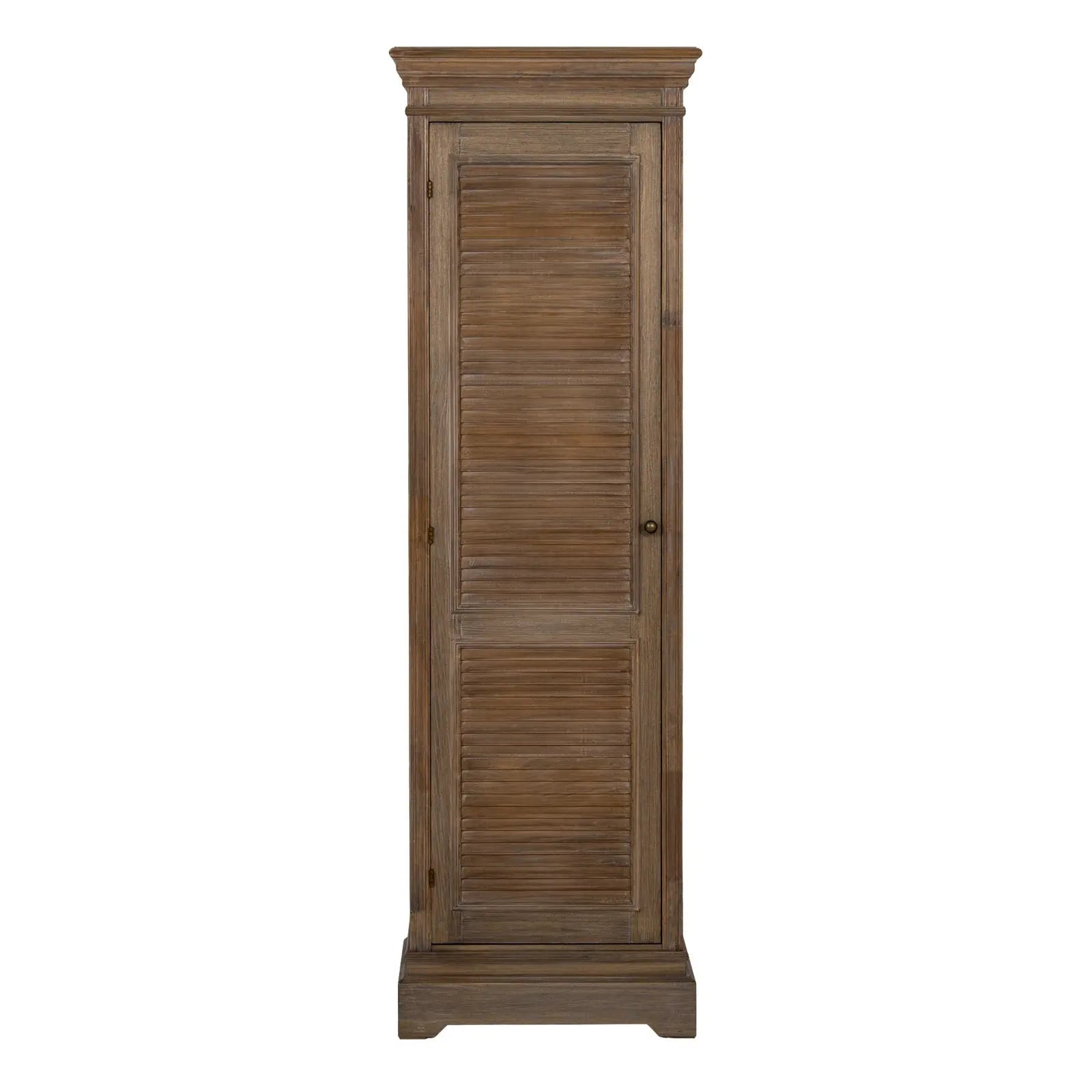 Wooden cabinet with a single door on a white background