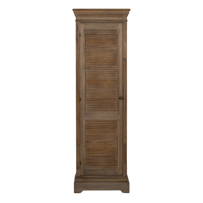Wooden cabinet with a single door on a white background