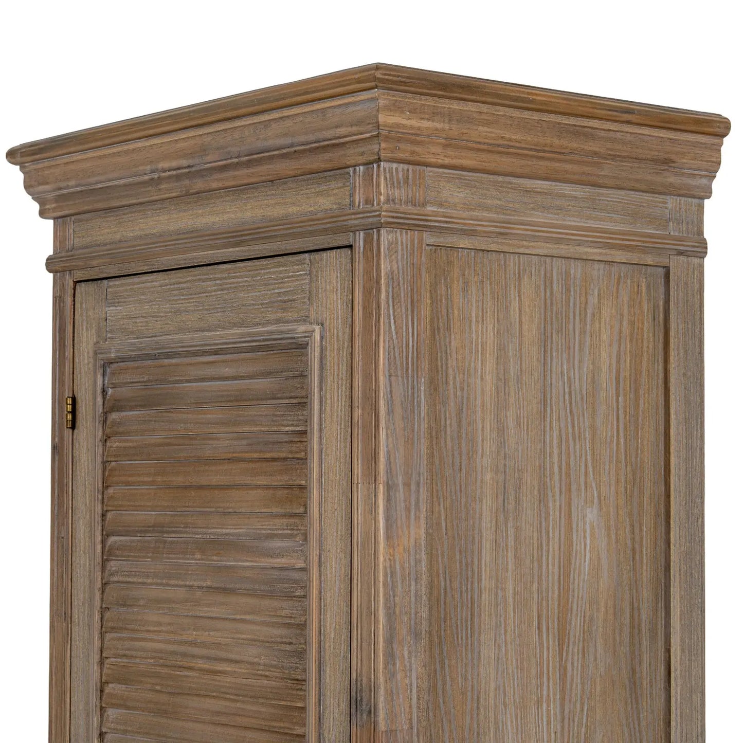 Wooden wardrobe with a classic design on a white background