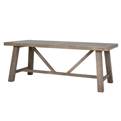 Wooden table with a rustic design on a white background
