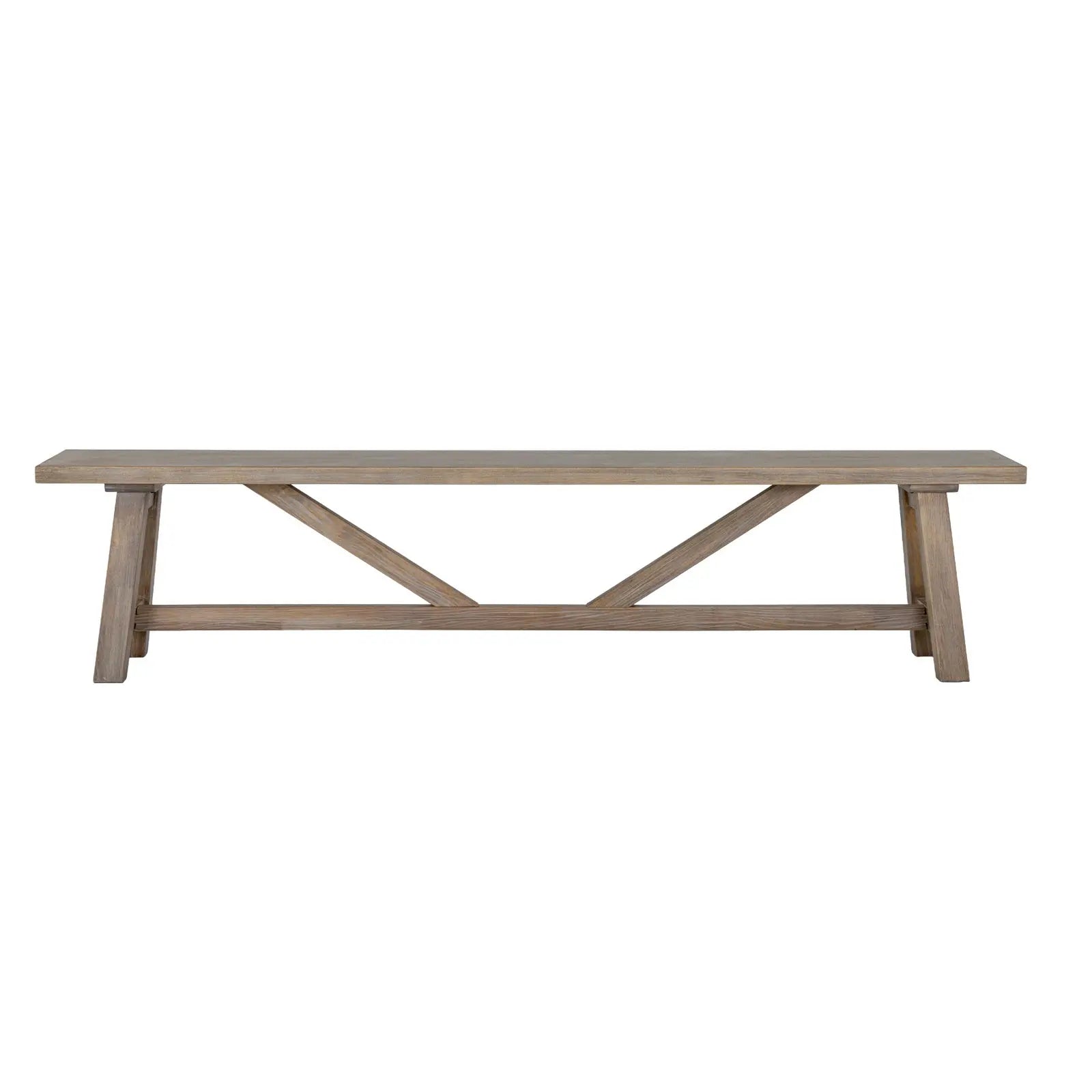 Wooden bench with a rustic design on a white background