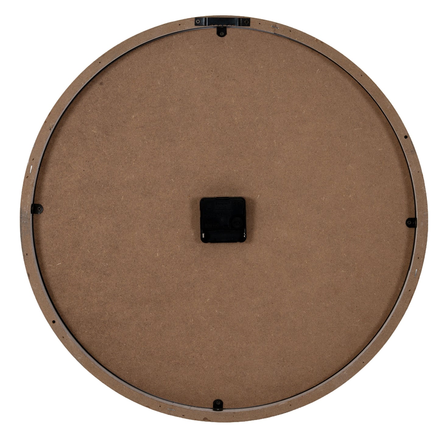 Round cardboard disc with a square black component on a white background