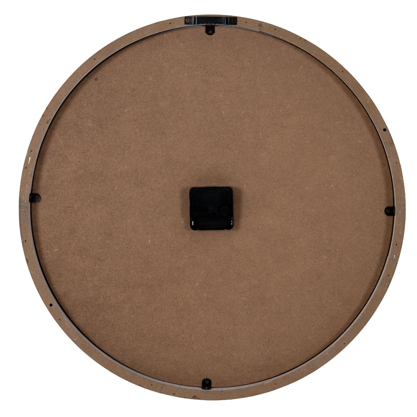 Round cardboard disc with a square black component on a white background