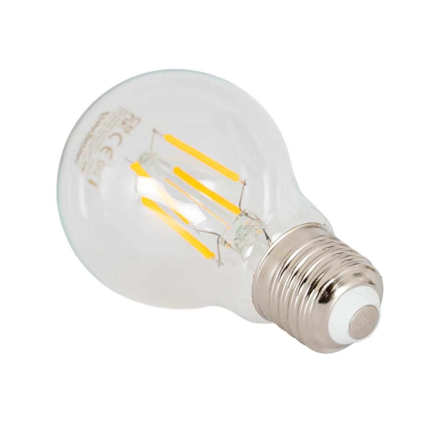Clear LED light bulb on a white background