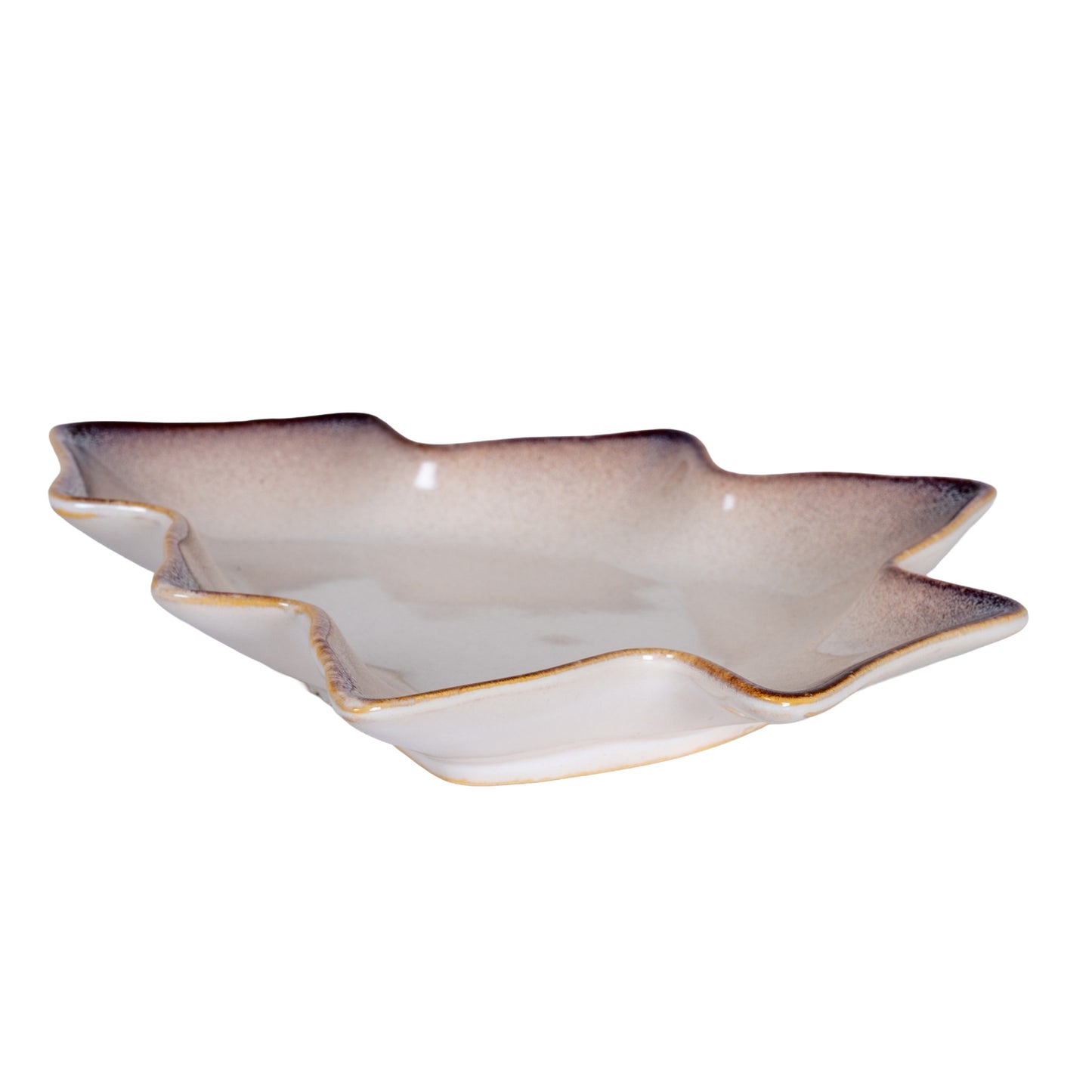 Decorative ceramic bowl with wavy edge on a white background