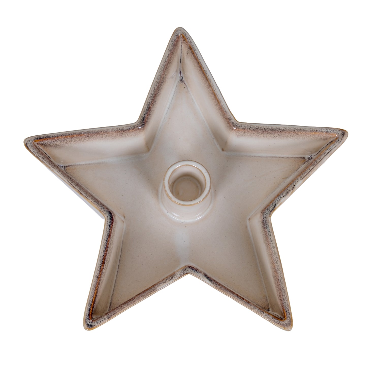 Star-shaped ceramic candle holder on a white background