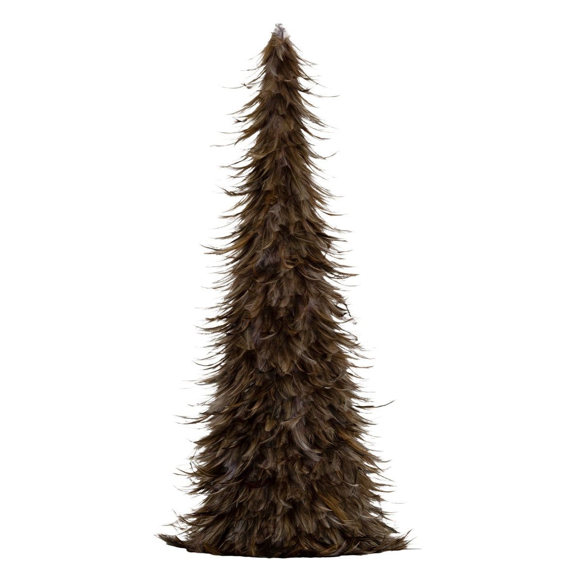 Faux Christmas tree with brown needles on a white background