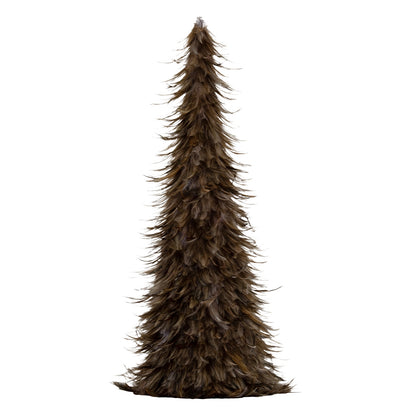 Faux Christmas tree with brown needles on a white background