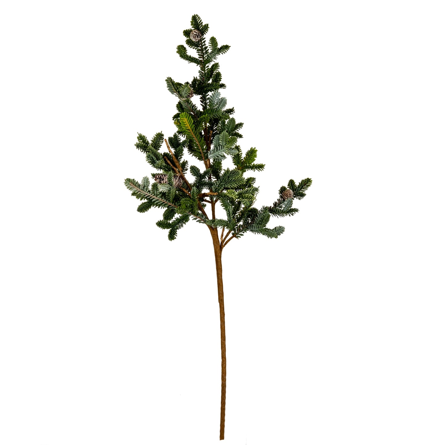 Artificial pine branch on a white background