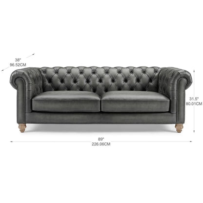 Allington 3 Seater Grey Leather Chesterfield Sofa