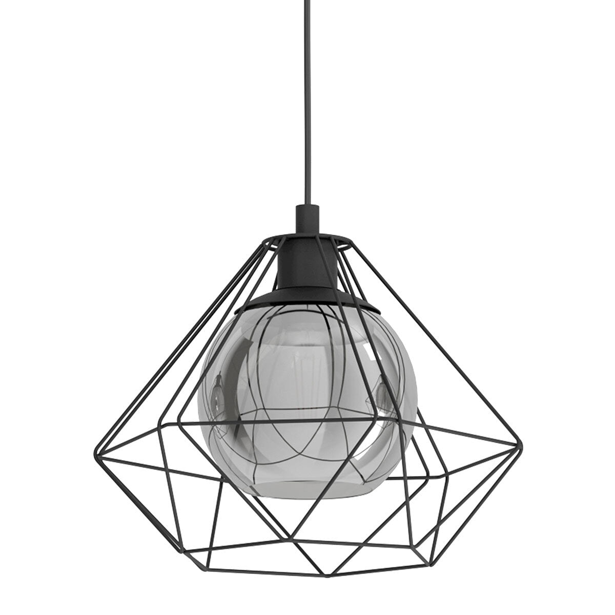 Eglo Vernham 3 Light Black Geometric Steel Pendant
