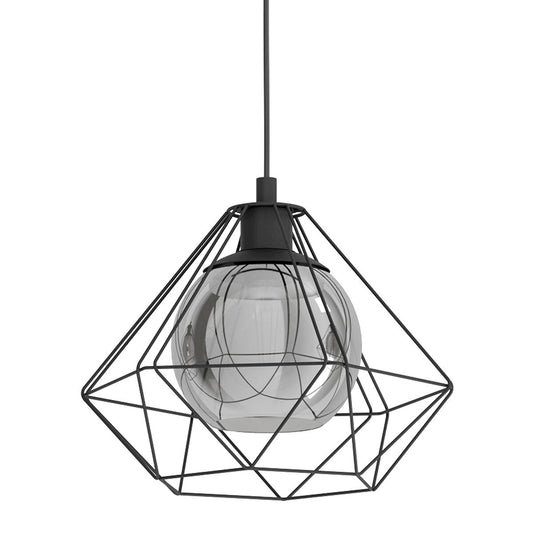 Eglo Vernham 3 Light Black Geometric Steel Pendant