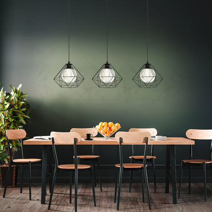 Eglo Vernham 3 Light Black Geometric Steel Pendant