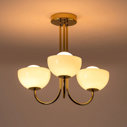 Brass 3 light dome ceiling light - BlissVeranda