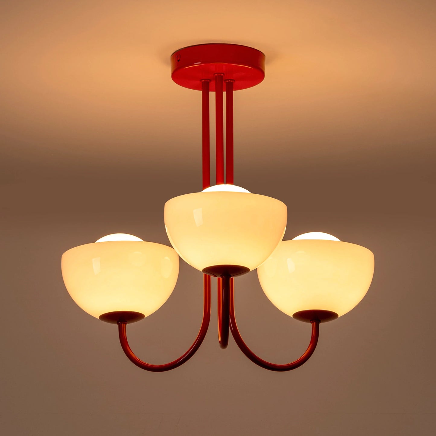 Jam red 3 light dome ceiling light - BlissVeranda
