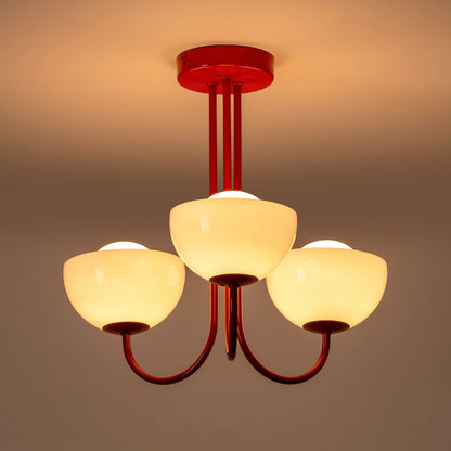 Jam red 3 light dome ceiling light - BlissVeranda