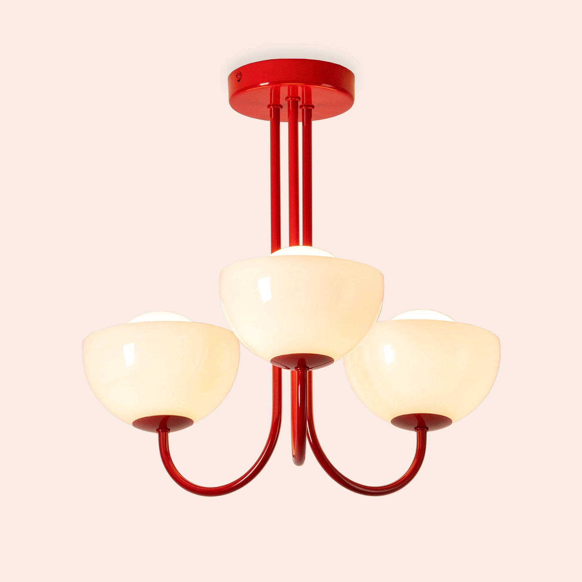 Jam red 3 light dome ceiling light - BlissVeranda