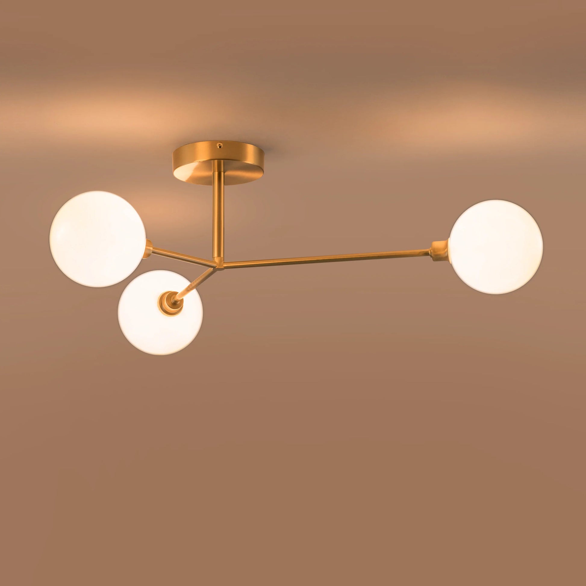 Brass 3 light flush ceiling light  Flush Ceiling Light BlissVeranda