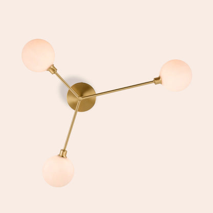 Brass 3 light flush ceiling light  Flush Ceiling Light BlissVeranda