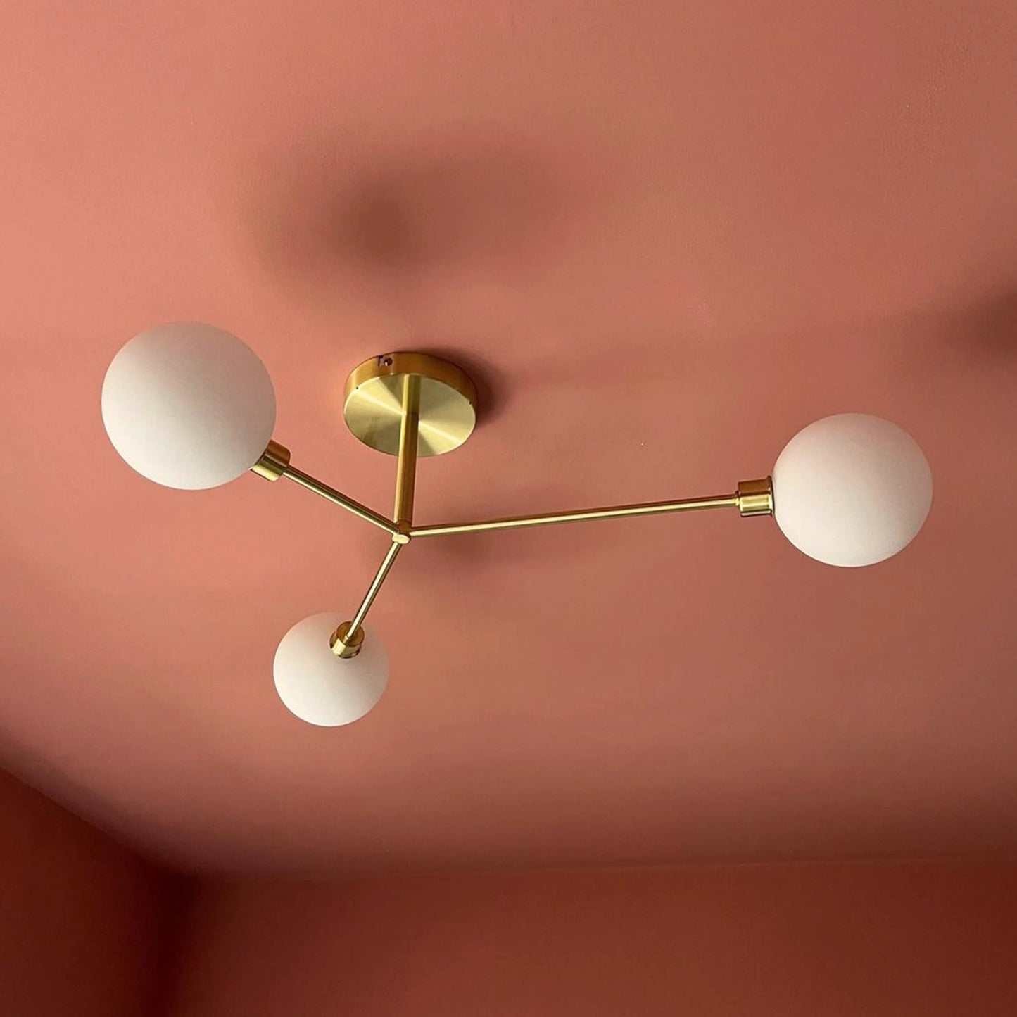 Brass 3 light flush ceiling light  Flush Ceiling Light BlissVeranda