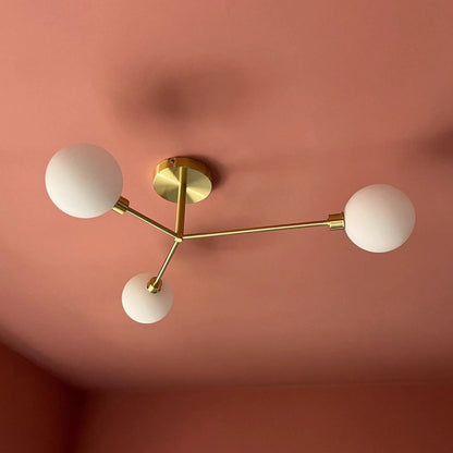 Brass 3 light flush ceiling light  Flush Ceiling Light BlissVeranda