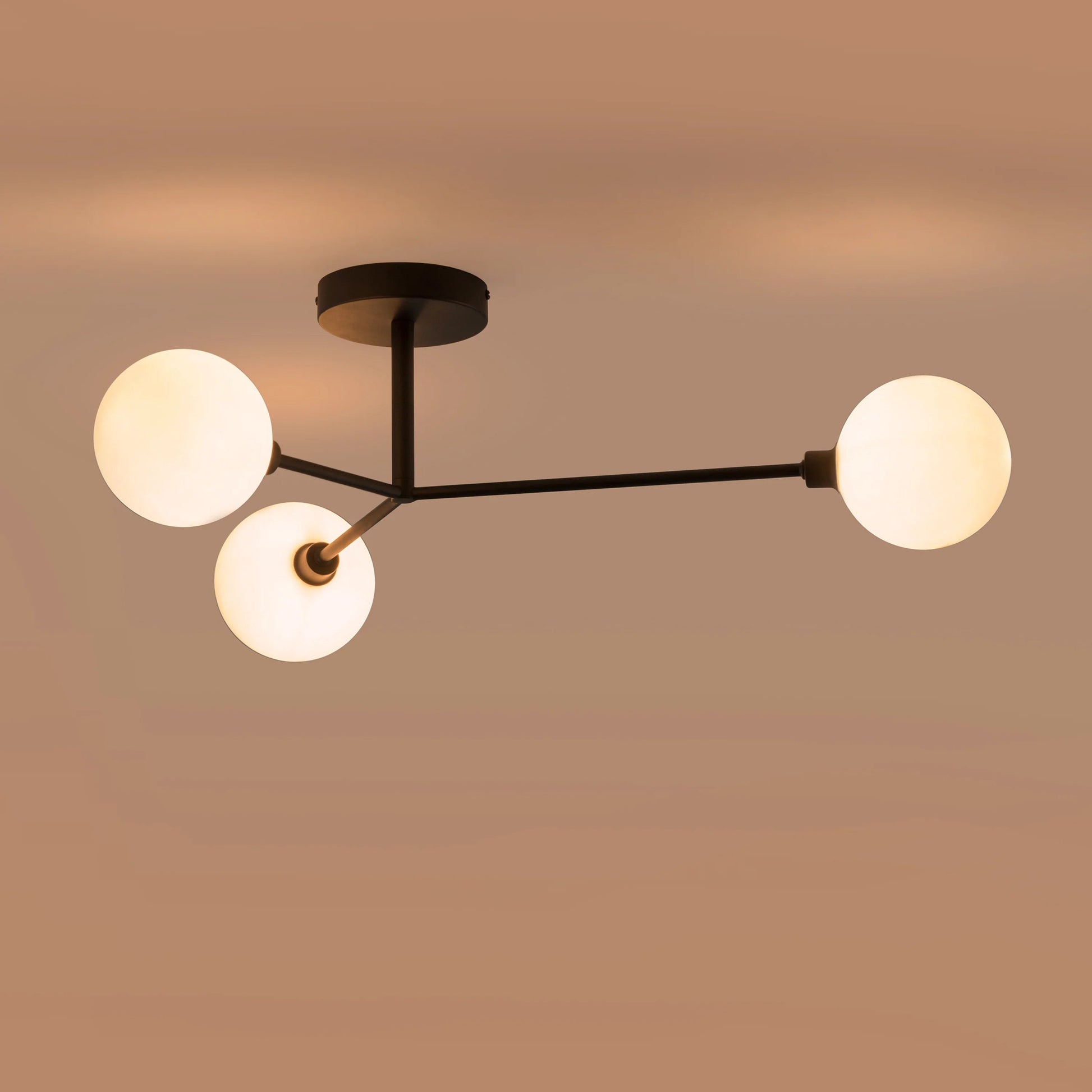 Charcoal grey 3 light flush ceiling light  Flush Ceiling Light BlissVeranda