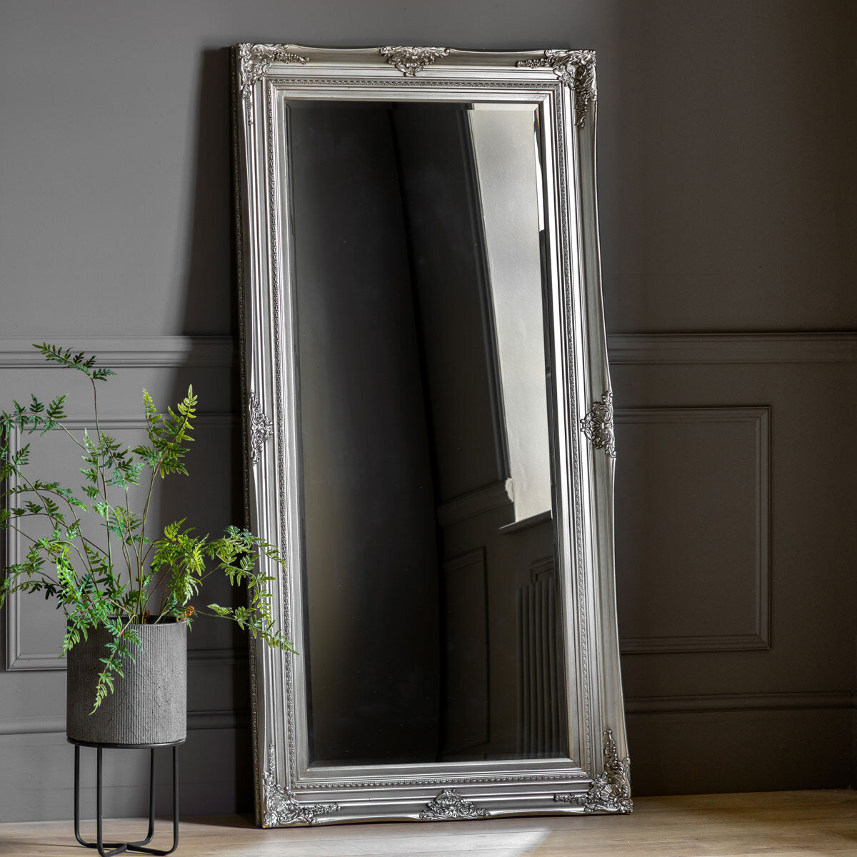 Gallery Hampshire Silver Leaner Mirror, 84 X 170Cm