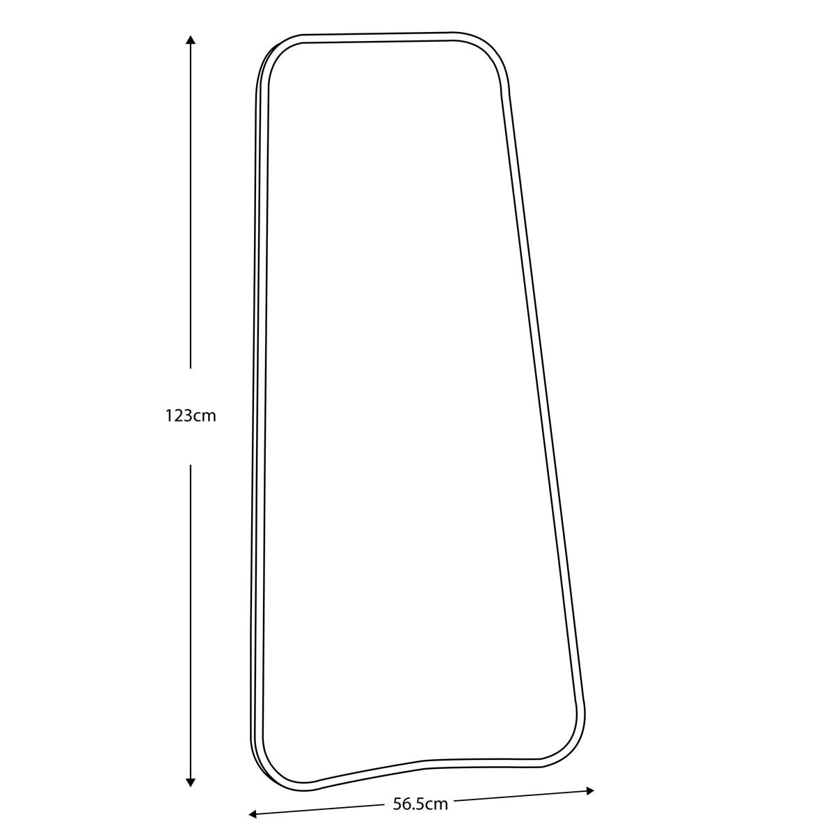 Gallery Kurva Gold Leaner Mirror, 56.5 X 123Cm