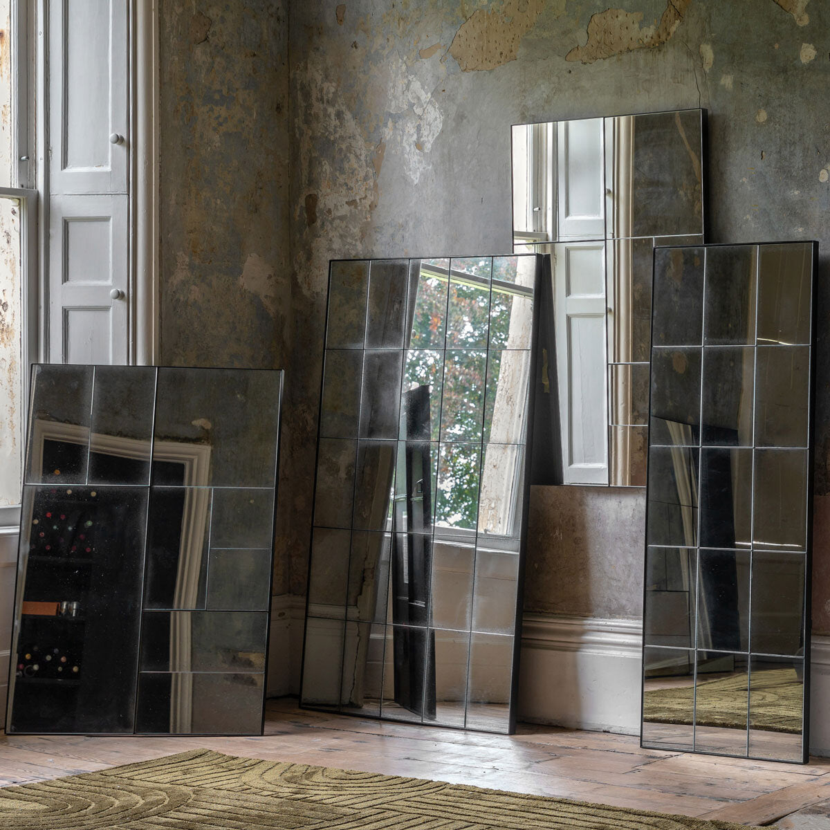 Gallery Broadheath Black Rectangular Mirror, 81 X 122Cm