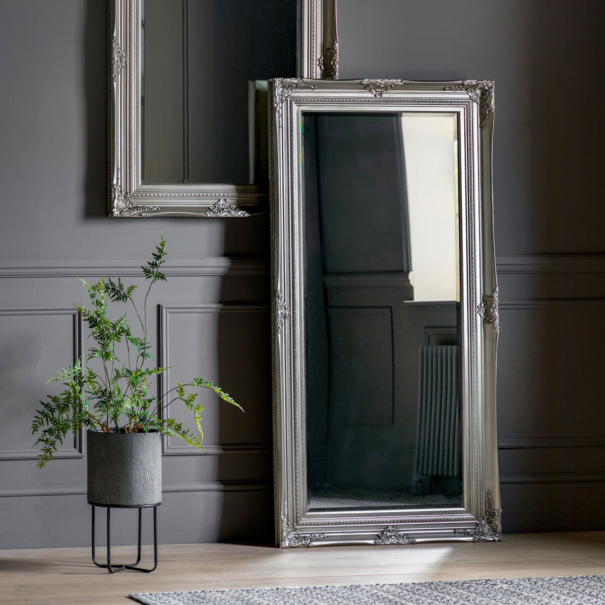 Gallery Hampshire Silver Leaner Mirror, 84 X 170Cm